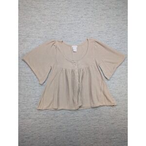 Monroe & Main Top Womens Large Button Front Flowy Knit Boho Bell Sleeve Feminine